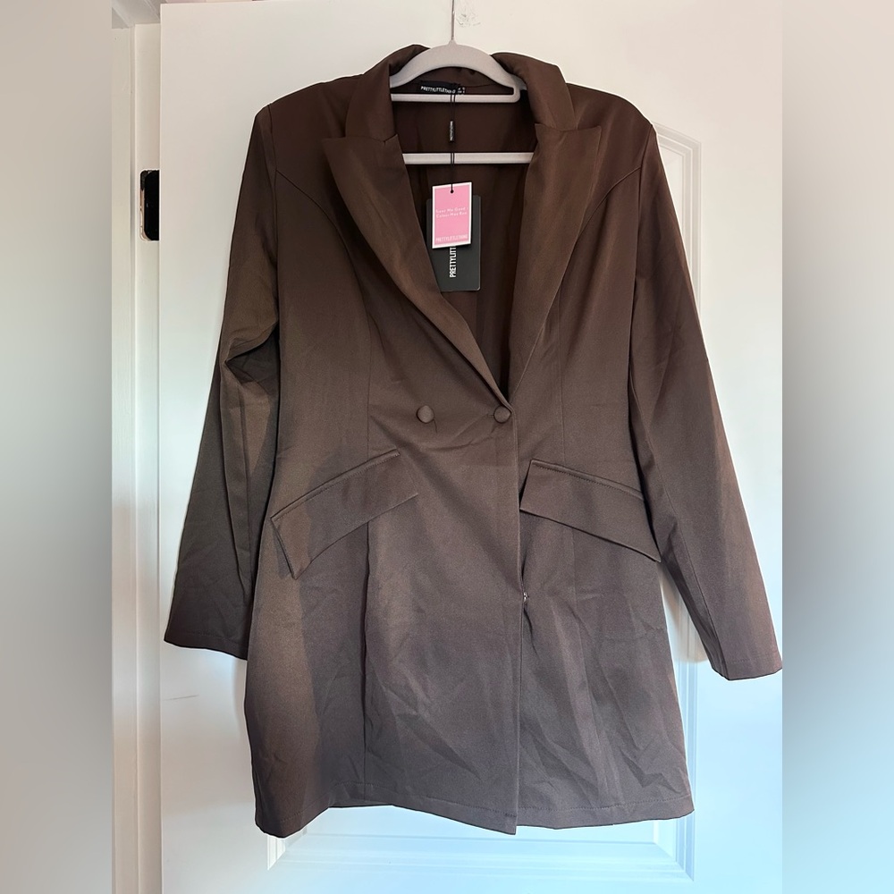 PrettyLittleThing Brown Long Sleeve Dress